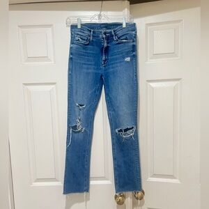 MOTHER Denim The Mid Rise Dazzler Ankle Distress Weekend Warrior Jeans  Size 27‎